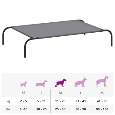 vidaXL Ανυψωμένο κρεβάτι σκύλου γκρι 110x65x20 cm ύφασμα Οξφόρδης