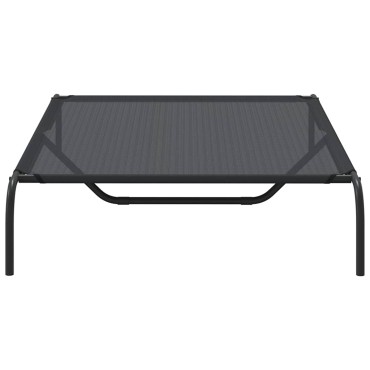 vidaXL Ανυψωμένο κρεβάτι σκύλου Μαύρο 130x80x20 cm Textilene ατσάλι