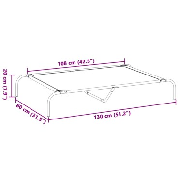 vidaXL Ανυψωμένο κρεβάτι σκύλου Μαύρο 130x80x20 cm Textilene ατσάλι