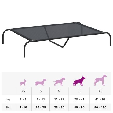 vidaXL Ανυψωμένο κρεβάτι σκύλου Μαύρο 130x80x20 cm Textilene ατσάλι