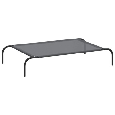 vidaXL Ανυψωμένο κρεβάτι σκύλου γκρι 110x65x20 cm Textilene και χάλυβα
