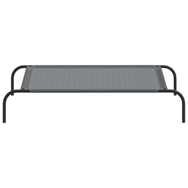 vidaXL Ανυψωμένο κρεβάτι σκύλου γκρι 110x65x20 cm Textilene και χάλυβα