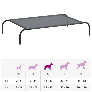 vidaXL Ανυψωμένο κρεβάτι σκύλου γκρι 110x65x20 cm Textilene και χάλυβα