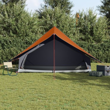 vidaXL Οικογενειακή Τέντα A-Frame 7-Ατόμων Γκρι και Πορτοκαλί Αδιάβροχη