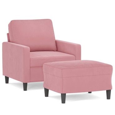 vidaXL Πολυθρόνα Ροζ Βελούδινη με Υποπόδιο 78x77x80cm 1 τεμ. Γωνιακός
