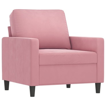 vidaXL Πολυθρόνα Ροζ Βελούδινη με Υποπόδιο 78x77x80cm 1 τεμ. Γωνιακός