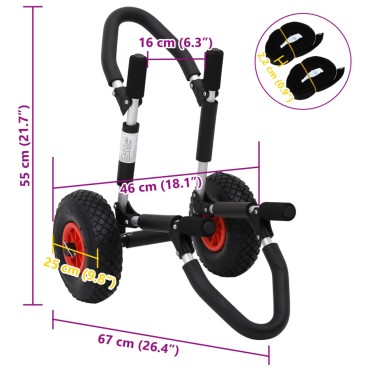 vidaXL Καροτσάκι SUP για ιστιοσανίδα Πτυσσόμενο 45 κ. Αλουμινίου