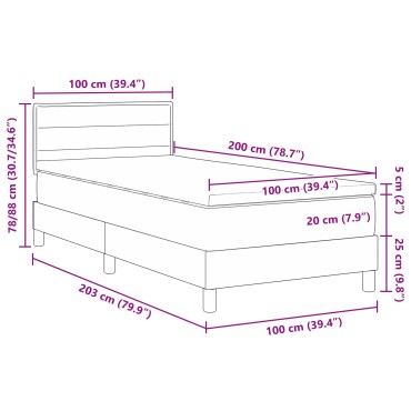 vidaXL Κρεβάτι Σπαστής Βάσης με Στρώμα Μπλε 100x200 εκ Ύφασμα