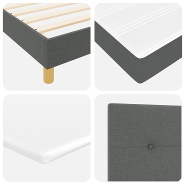 vidaXL Κρεβάτι με Βάση με Στρώμα Σκούρο Γκρι 120x200 εκ. Υφασμάτινο