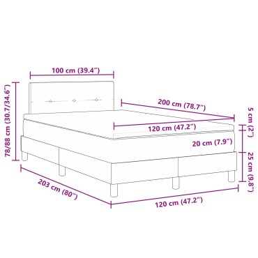 vidaXL Κρεβάτι με Βάση με Στρώμα Σκούρο Γκρι 120x200 εκ. Υφασμάτινο