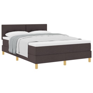 vidaXL Κρεβάτι με Στρώμα Σκούρο Καφέ 140x190 cm Υφάσματος