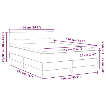 vidaXL Κρεβάτι με Στρώμα Σκούρο Καφέ 140x190 cm Υφάσματος