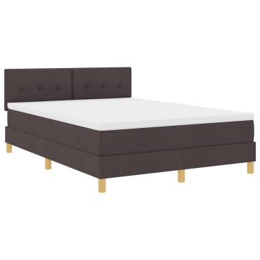 vidaXL Κρεβάτι με Στρώμα Σκούρο Καφέ 140x190 cm Υφάσματος