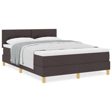 vidaXL Κρεβάτι με Στρώμα Σκούρο Καφέ 140x190 cm Υφάσματος