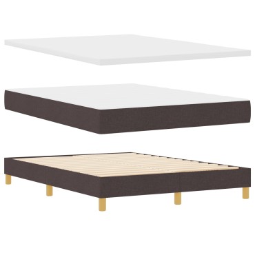 vidaXL Κρεβάτι με Στρώμα Σκούρο Καφέ 140x190 cm Υφάσματος