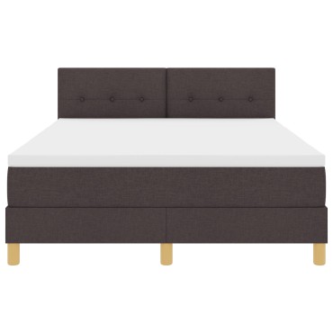 vidaXL Κρεβάτι με Στρώμα Σκούρο Καφέ 140x190 cm Υφάσματος