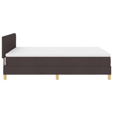 vidaXL Κρεβάτι με Στρώμα Σκούρο Καφέ 140x190 cm Υφάσματος