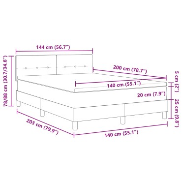 vidaXL Κρεβάτι με Βάση με Στρώμα Μαύρο 140x200 εκ. Ύφασμα