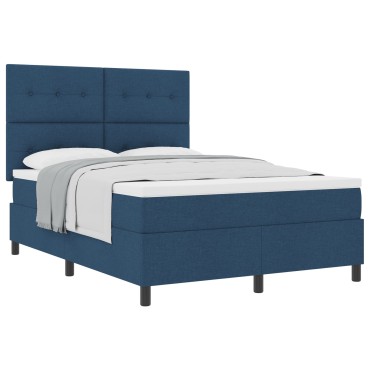vidaXL Κρεβάτι Box Spring με Στρώμα Μπλε 140x200 εκ. Υφασμάτινο