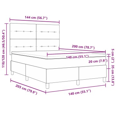 vidaXL Κρεβάτι Box Spring με Στρώμα Μπλε 140x200 εκ. Υφασμάτινο
