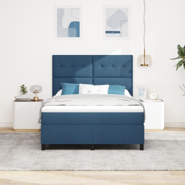 vidaXL Κρεβάτι Box Spring με Στρώμα Μπλε 140x200 εκ. Υφασμάτινο