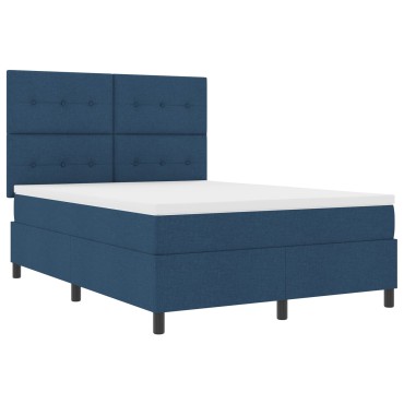 vidaXL Κρεβάτι Box Spring με Στρώμα Μπλε 140x200 εκ. Υφασμάτινο