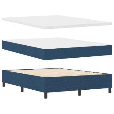 vidaXL Κρεβάτι Box Spring με Στρώμα Μπλε 140x200 εκ. Υφασμάτινο