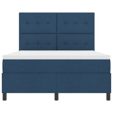 vidaXL Κρεβάτι Box Spring με Στρώμα Μπλε 140x200 εκ. Υφασμάτινο