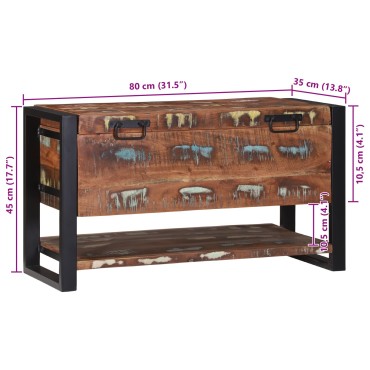 vidaXL Κουτί Αποθήκευσης Πολύχρωμο 80x35x45cm Μασίφ Ανακυκλωμένο Ξύλο 1 τεμ.