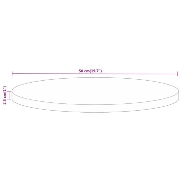 vidaXL Επιφάνεια Τραπεζιού Στρογγυλή 50x2,5cm Μασίφ Ξύλο Μάνγκο 1 τεμ.
