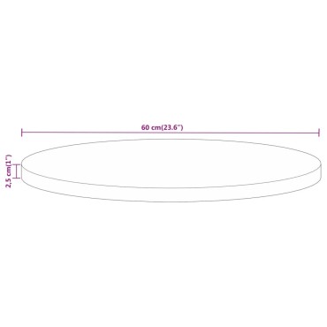 vidaXL Επιφάνεια Τραπεζιού Στρογγυλή 60x2,5cm Μασίφ Ξύλο Μάνγκο 1 τεμ.