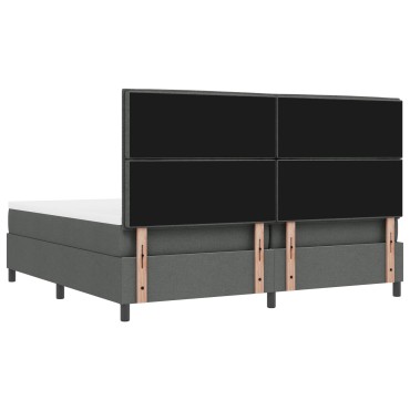 vidaXL Κρεβάτι Box Spring της  με Στρώμα & Πάγκο Σκούρο Γκρι 200x200 εκ. Ύφασμα