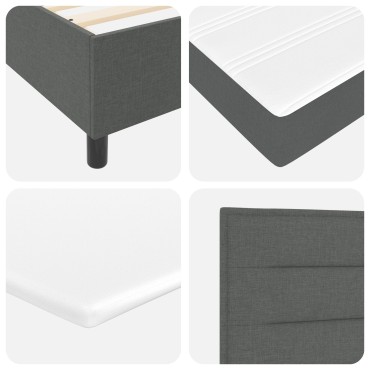vidaXL Κρεβάτι Box Spring της  με Στρώμα & Πάγκο Σκούρο Γκρι 200x200 εκ. Ύφασμα