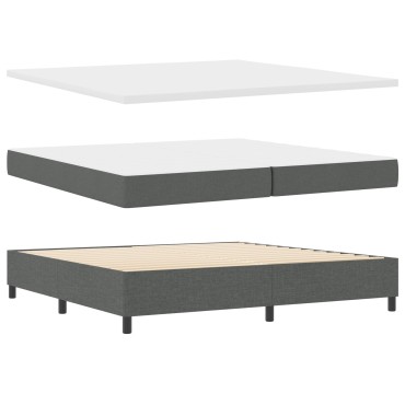 vidaXL Κρεβάτι Box Spring της  με Στρώμα & Πάγκο Σκούρο Γκρι 200x200 εκ. Ύφασμα