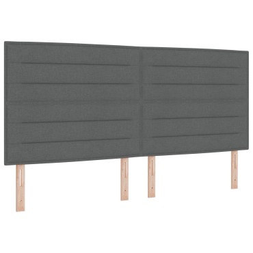 vidaXL Κρεβάτι Box Spring της  με Στρώμα & Πάγκο Σκούρο Γκρι 200x200 εκ. Ύφασμα