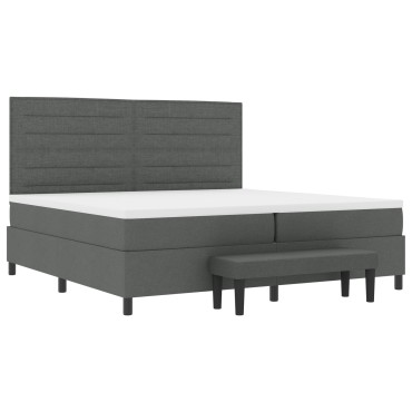 vidaXL Κρεβάτι Box Spring της  με Στρώμα & Πάγκο Σκούρο Γκρι 200x200 εκ. Ύφασμα