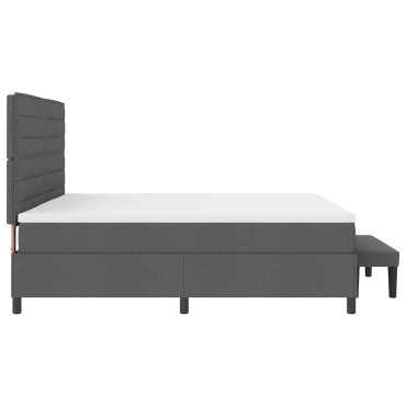 vidaXL Κρεβάτι Box Spring της  με Στρώμα & Πάγκο Σκούρο Γκρι 200x200 εκ. Ύφασμα