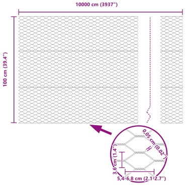 vidaXL Φράκτης Έξιγωνο 1x100 μ Γαλβανισμένο Ατσάλι