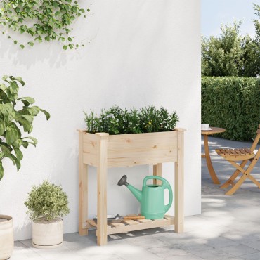 vidaXL Γλάστρα Κήπου με Ράφι 71x37x76 εκ. Σαπωνοποιημένο Ξύλο