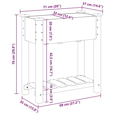 vidaXL Γλάστρα Κήπου με Ράφι 71x37x76 εκ. Σαπωνοποιημένο Ξύλο