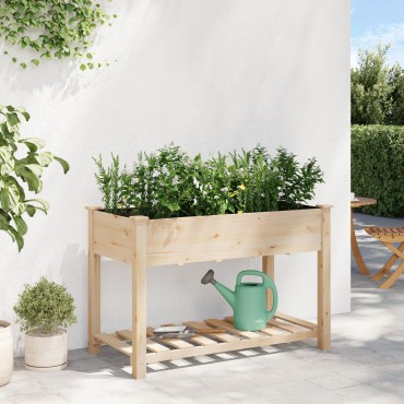 vidaXL Γλάστρα Κήπου με Ράφι 115x59x76 εκ Μασίφ Ξύλο Πεύκου
