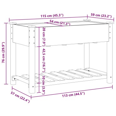 vidaXL Γλάστρα Κήπου με Ράφι 115x59x76 εκ Μασίφ Ξύλο Πεύκου