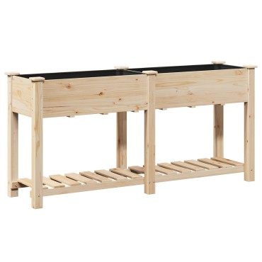 vidaXL Γλάστρα Κήπου με Ράφι 161x43x76 εκ Μασίφ Ξύλο Πεύκου
