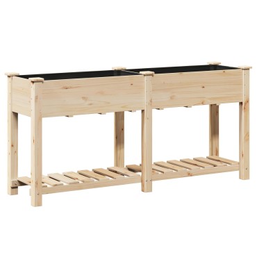 vidaXL Γλάστρα Κήπου με Ράφι 161x43x76 εκ Μασίφ Ξύλο Πεύκου
