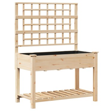vidaXL Κήπος Γλάστρα με Πλέγμα & Ράφι 115x59x152 εκ Μασίφ Ξύλο Πεύκου
