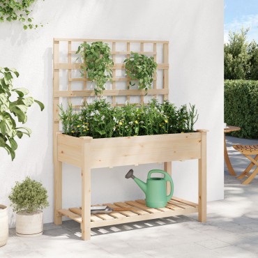 vidaXL Κήπος Γλάστρα με Πλέγμα & Ράφι 115x59x152 εκ Μασίφ Ξύλο Πεύκου
