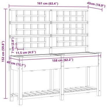 vidaXL Κήπος Γλάστρα με Πλέγμα & Ράφι 161x43x152 εκ. Μασίφ ξύλο πεύκου