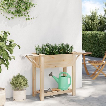 vidaXL Γλάστρα Κήπου με Ράφια 111x37x76 εκ Μασίφ Ξύλο Πεύκου