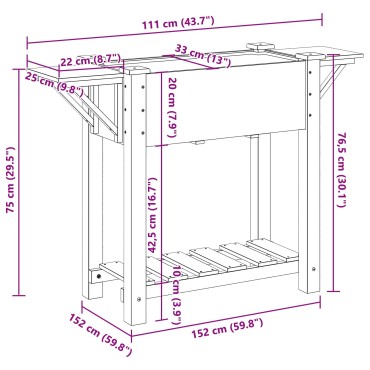 vidaXL Γλάστρα Κήπου με Ράφια 111x37x76 εκ Μασίφ Ξύλο Πεύκου