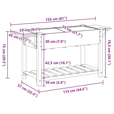 vidaXL Κήπος Γλάστρας με Ράφια 155x59x76 εκ. Μασίφ Ξύλο Πεύκου